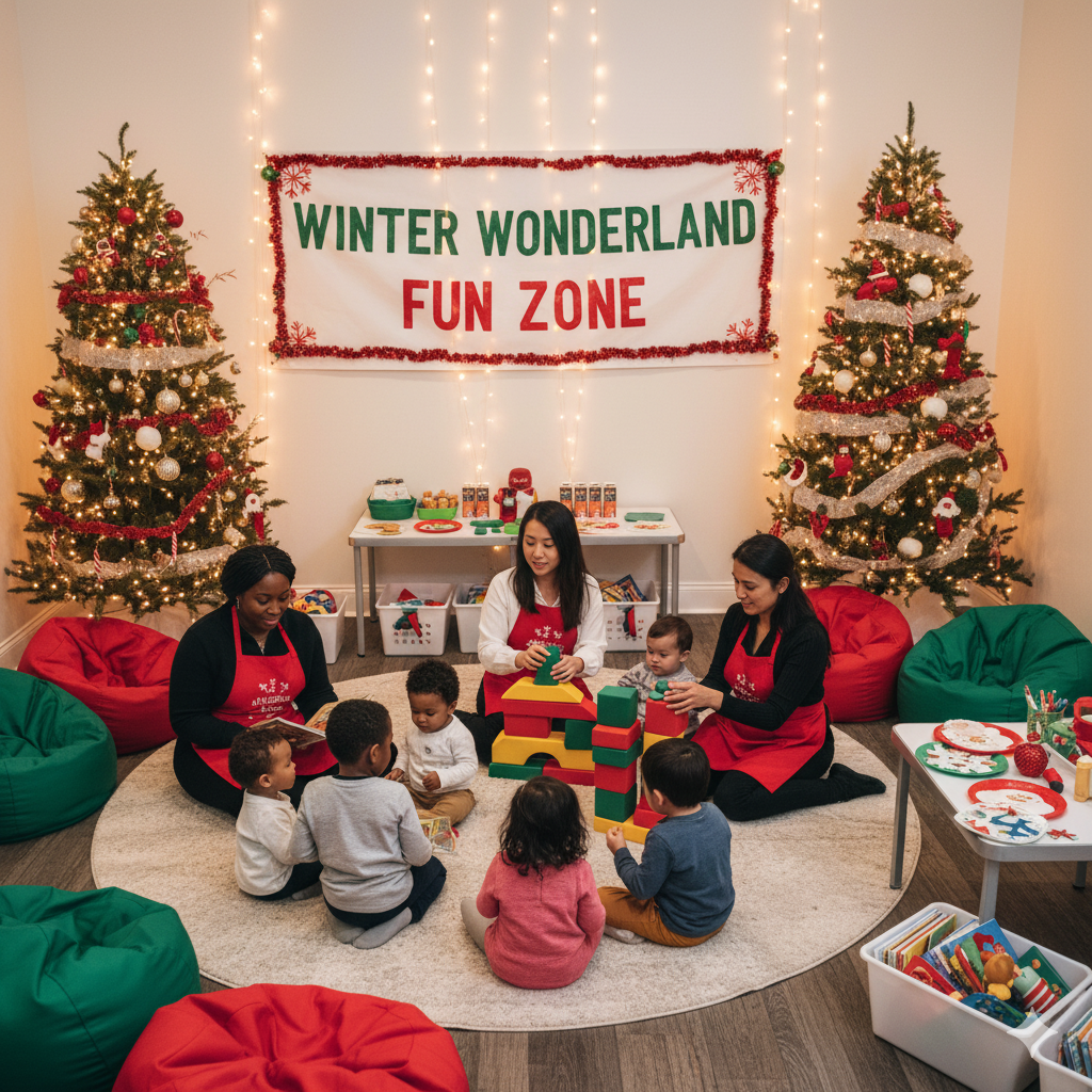 Corporate holiday party with families