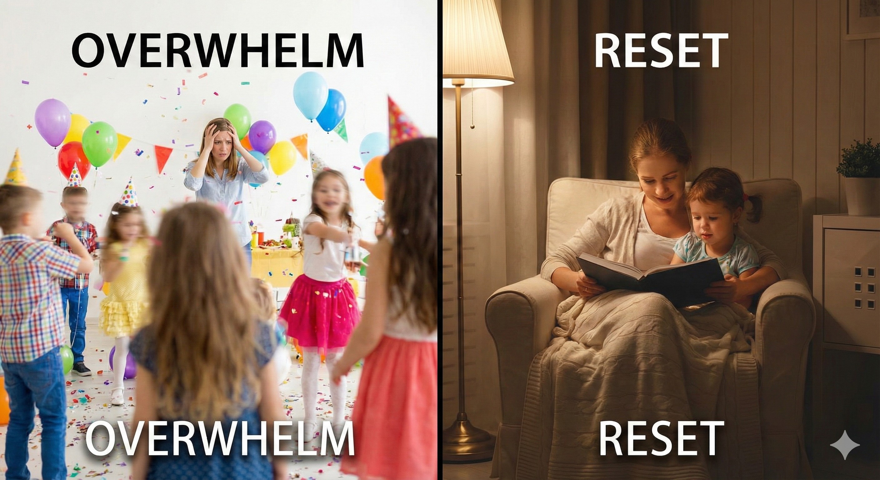 Preventing holiday meltdowns - Parent and child in quiet room with dim lighting doing simple activity for sensory reset